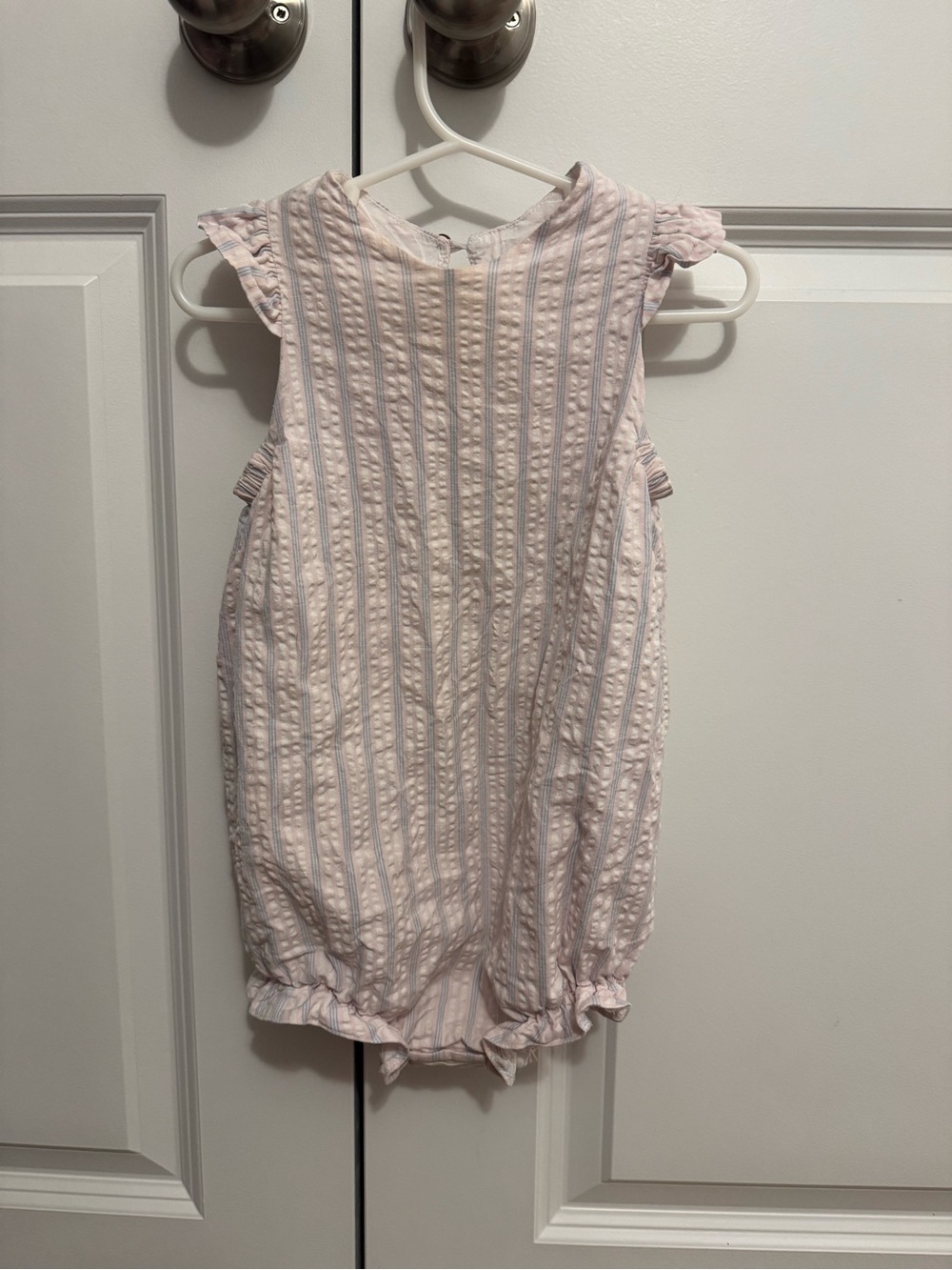 Hannah Kate Pink Seersucker Striped Bubble - 18m